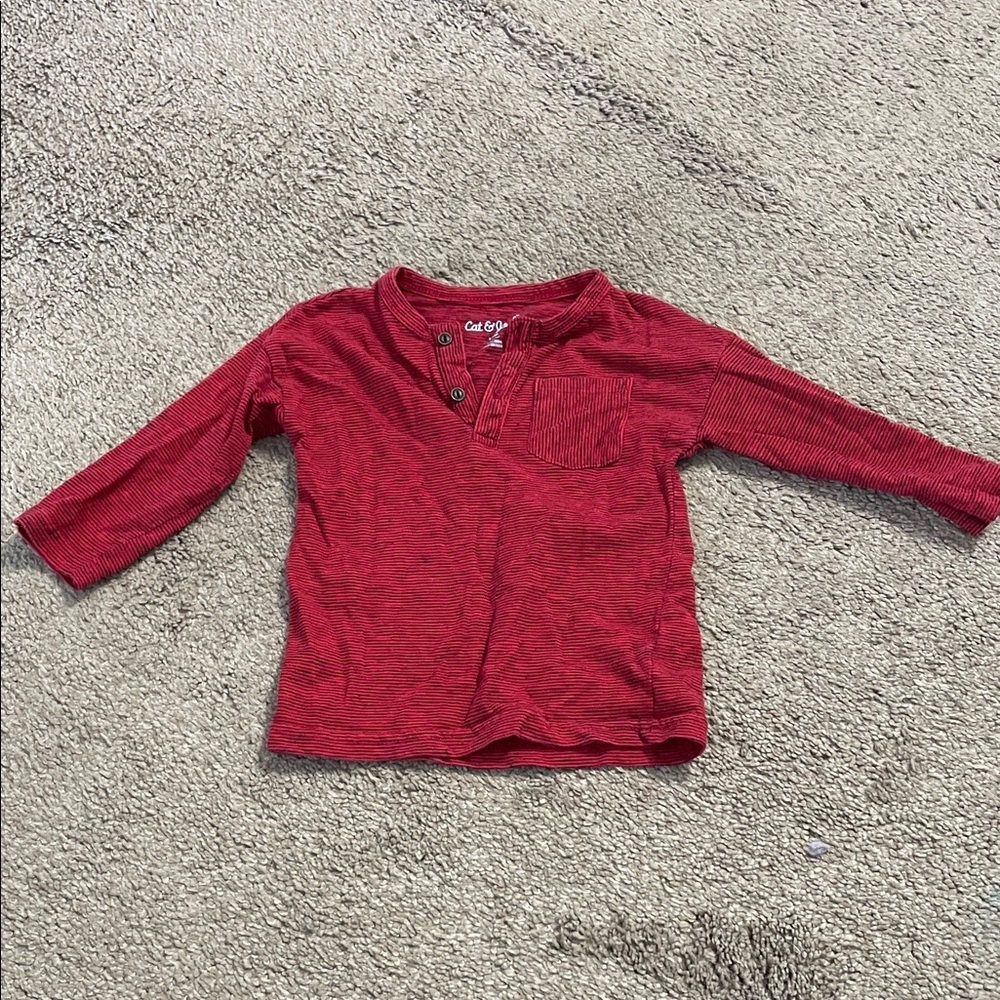 Cat & Jack Kids Red Long Sleeve Tee- Size 12 months